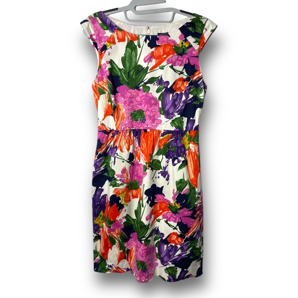 J Crew Size 4 Cora Colorful Garden Floral Cotton Summer Cap Sleeve Sheath Dress